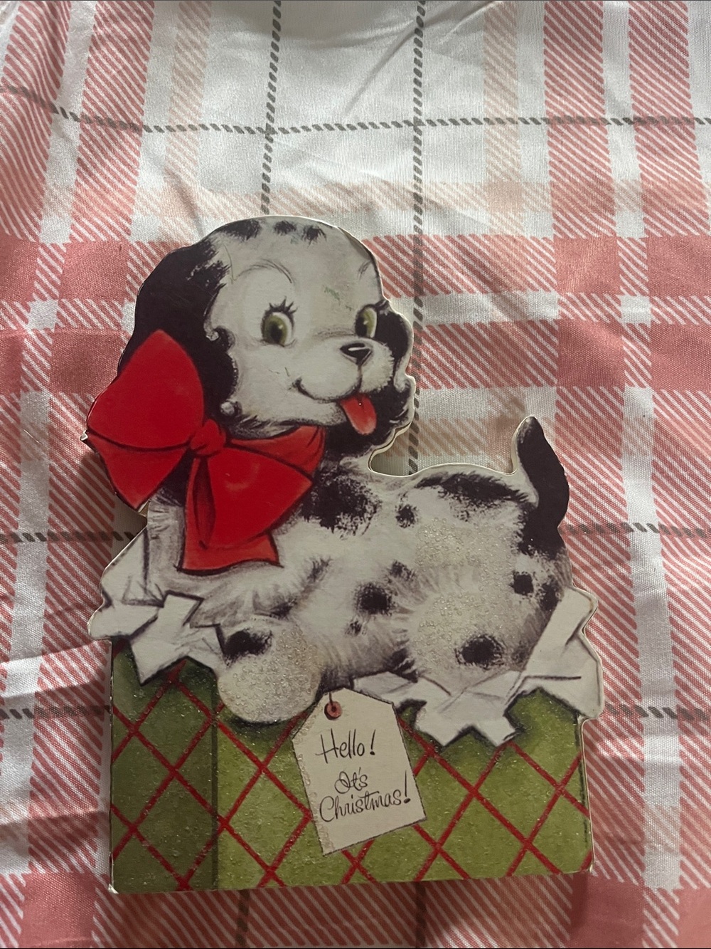 Bethany Lowe Red Bow Black and White Puppy Christmas Decor